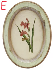 Wood Framed Glass Wall Décor with Flower