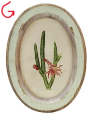 Wood Framed Glass Wall Décor with Flower