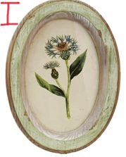 Wood Framed Glass Wall Décor with Flower