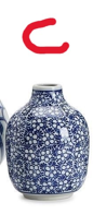 Blue and White Hand-Painted Vase - Stoneware