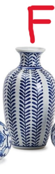 Blue and White Hand-Painted Vase - Stoneware