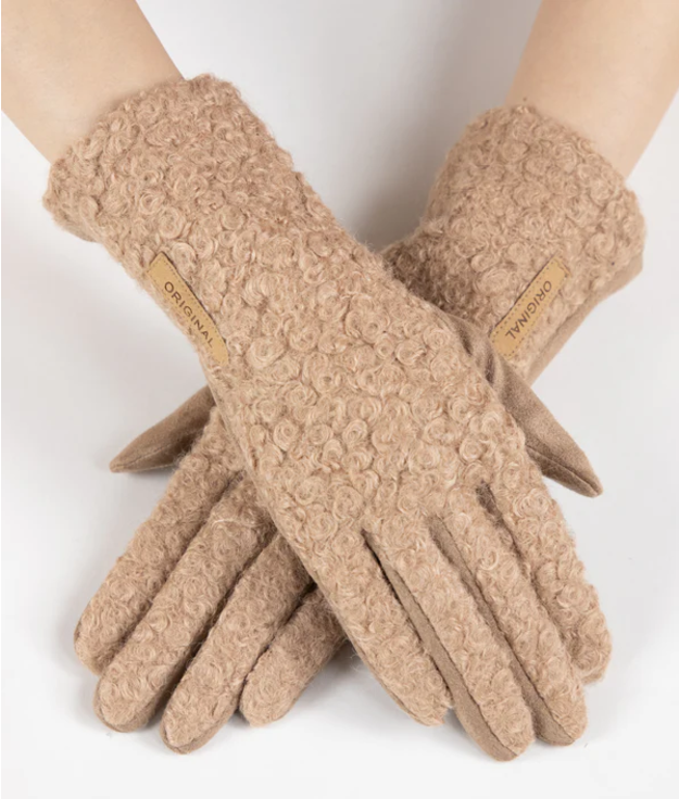 Original USA | Boucle and Faux Suede Logo Gloves