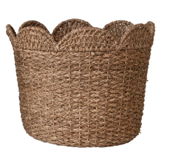 Braided Bankuan & Rattan Baskets w/ Scalloped Edge
