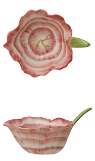 Hand-Painted Stoneware Flower Shaped Prep Bowls