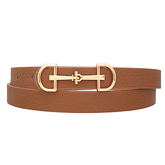 Madison's Exclusive | Horsebit Buckle Skinny Belt Cognac