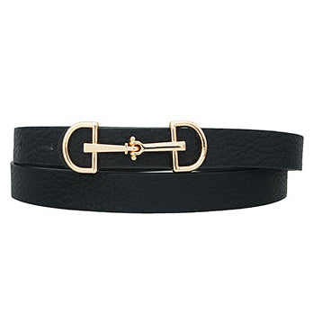 Madison's Exclusive | Horsebit Buckle Skinny Belt Black