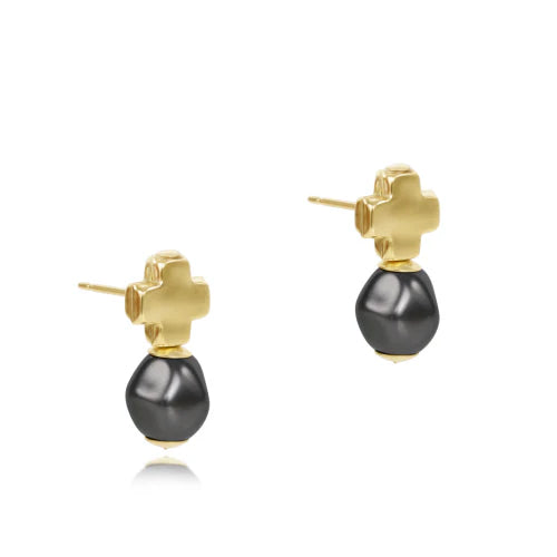 Enewton | Signature Cross Gold Stud - Pearl Dark Grey