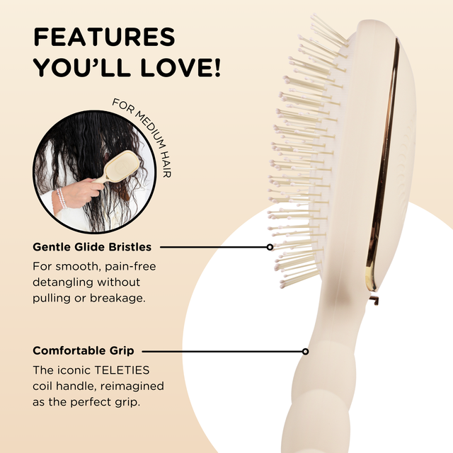 Teleties | Detangler Hair Brush for Medium Hair - Tan