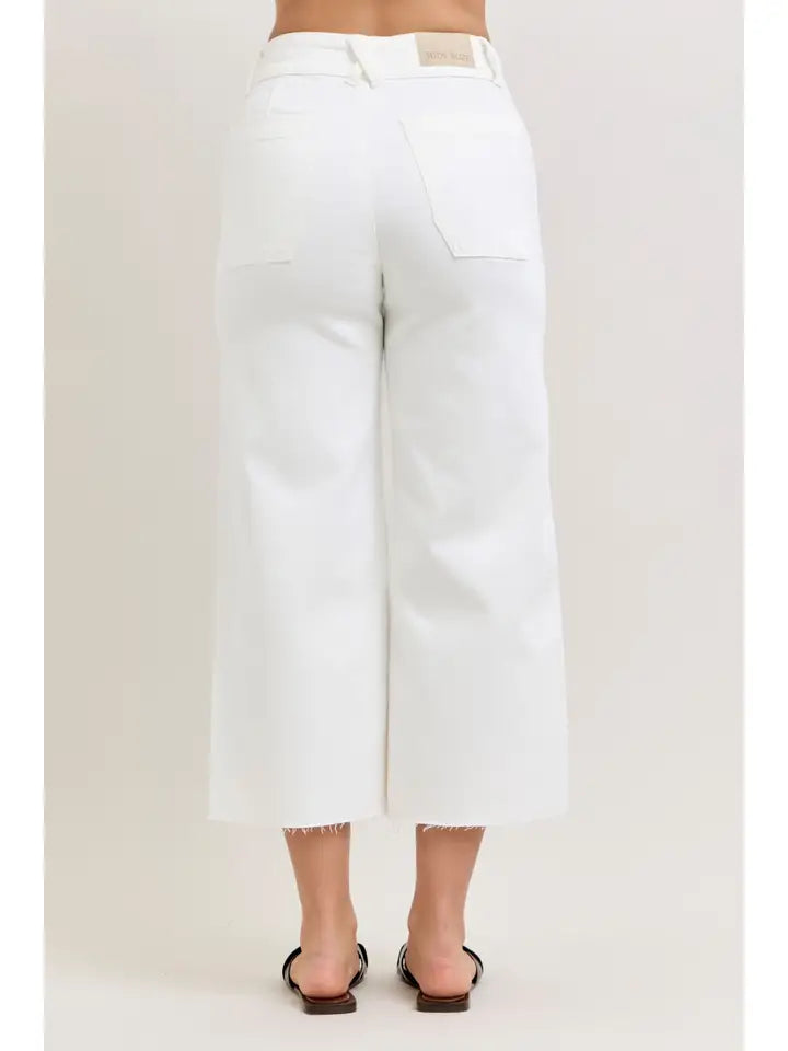 Judy Blue | High Waisted Wide Crop Front Patch Pockets