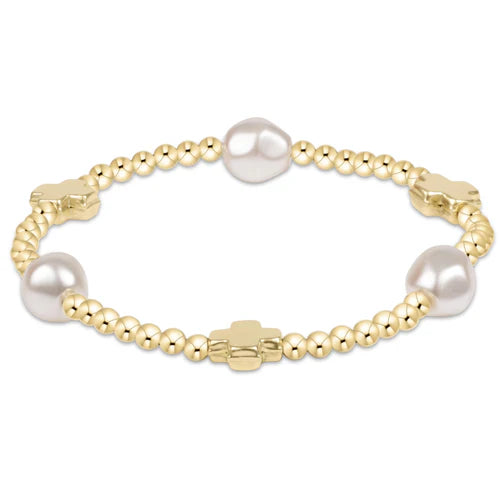 Enewton | Signature Cross Admire Pearl Pattern 3mm Bead Bracelet - Gold