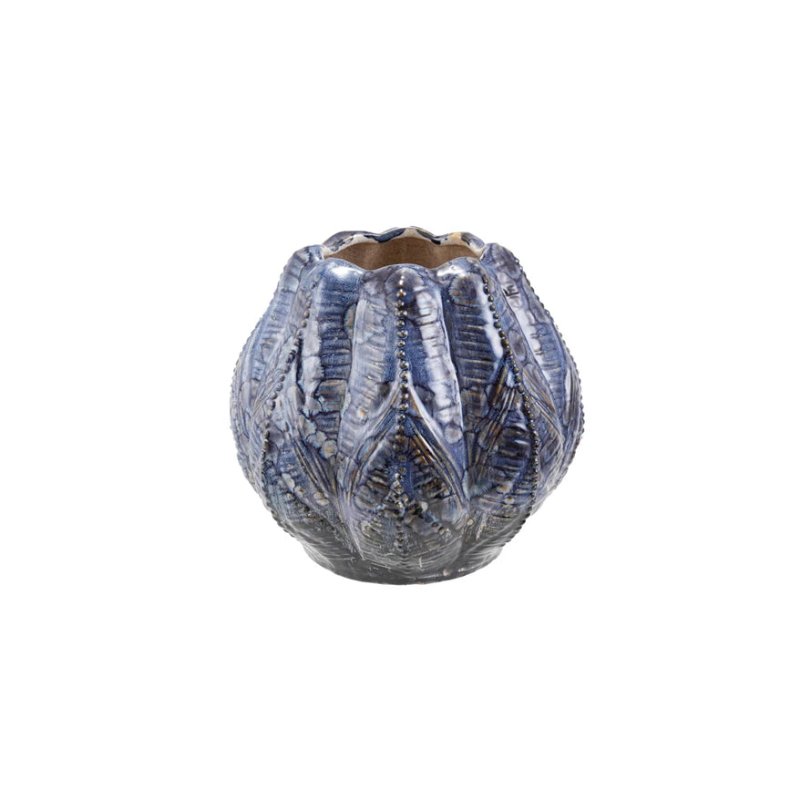 Embossed Stoneware Planter/Vase