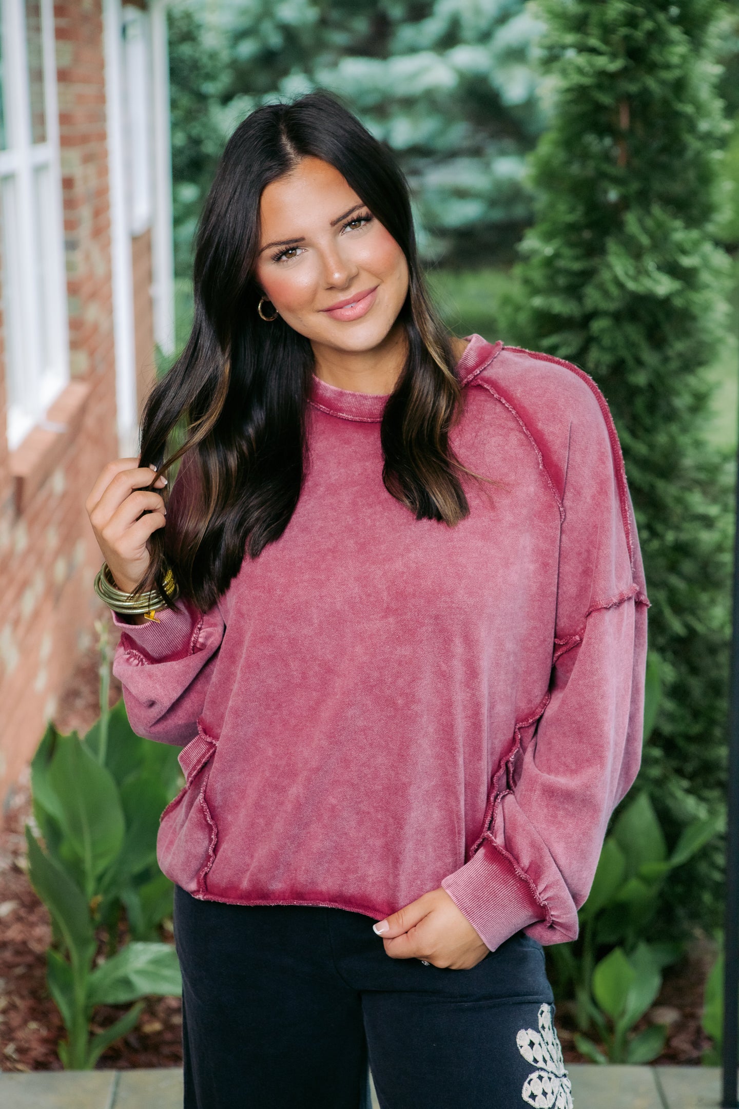 Long Sleeve Mineral Washed Pullover