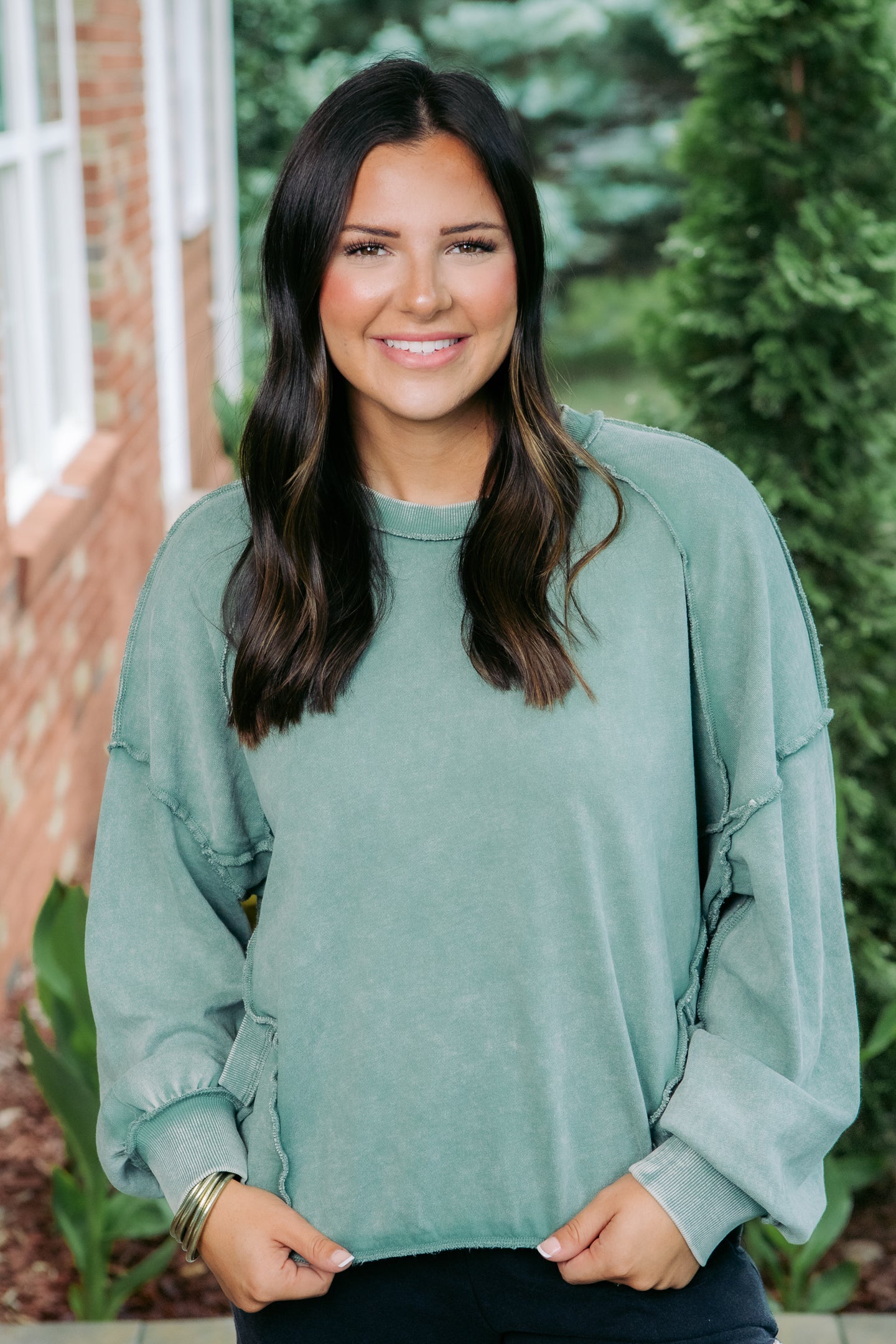 Long Sleeve Mineral Washed Pullover