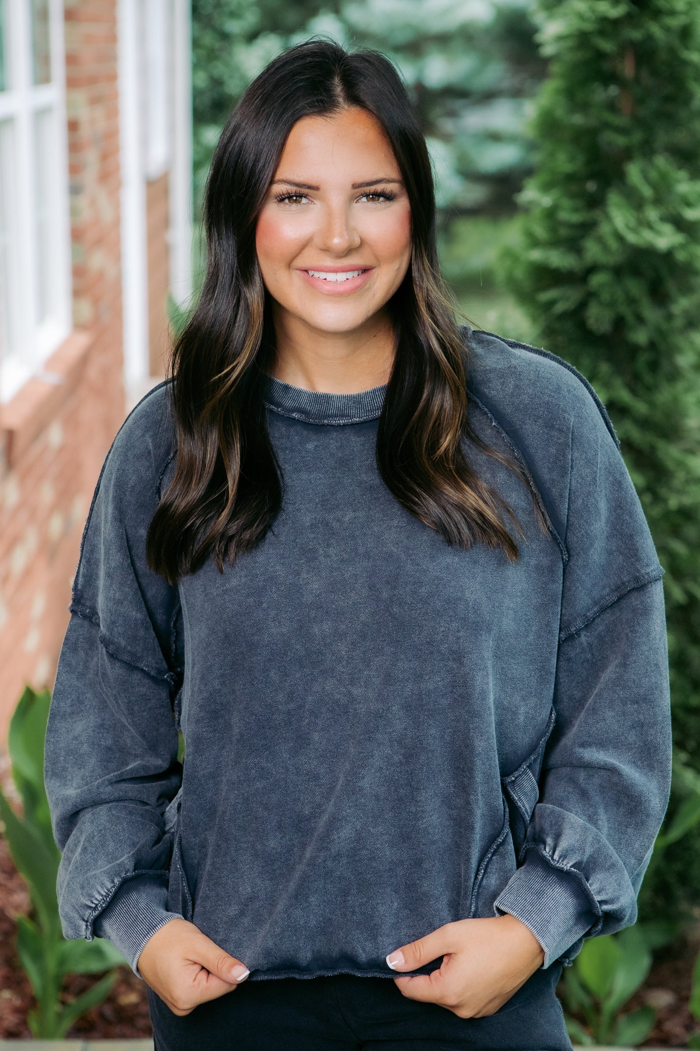 Long Sleeve Mineral Washed Pullover