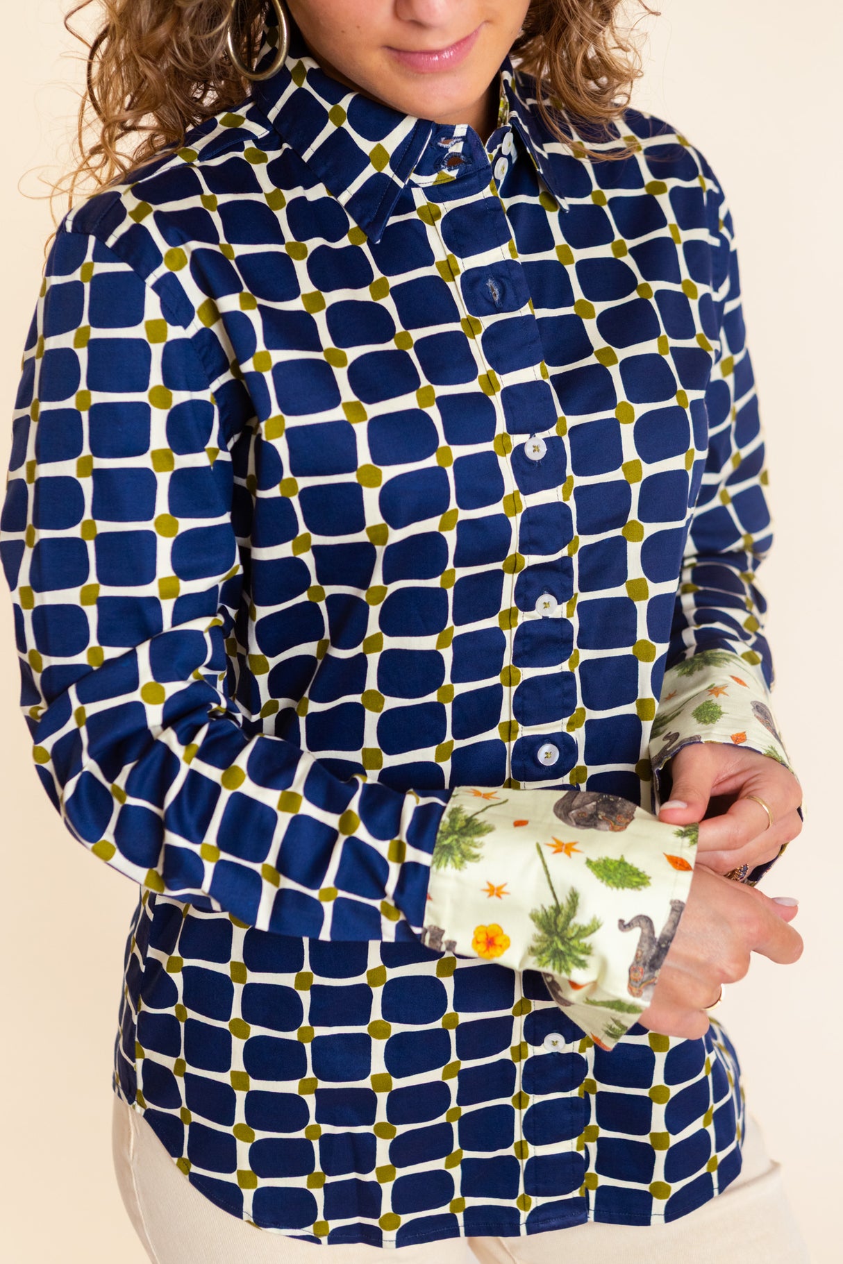 Dizzy Lizzie | Navy Grid Rome Shirt