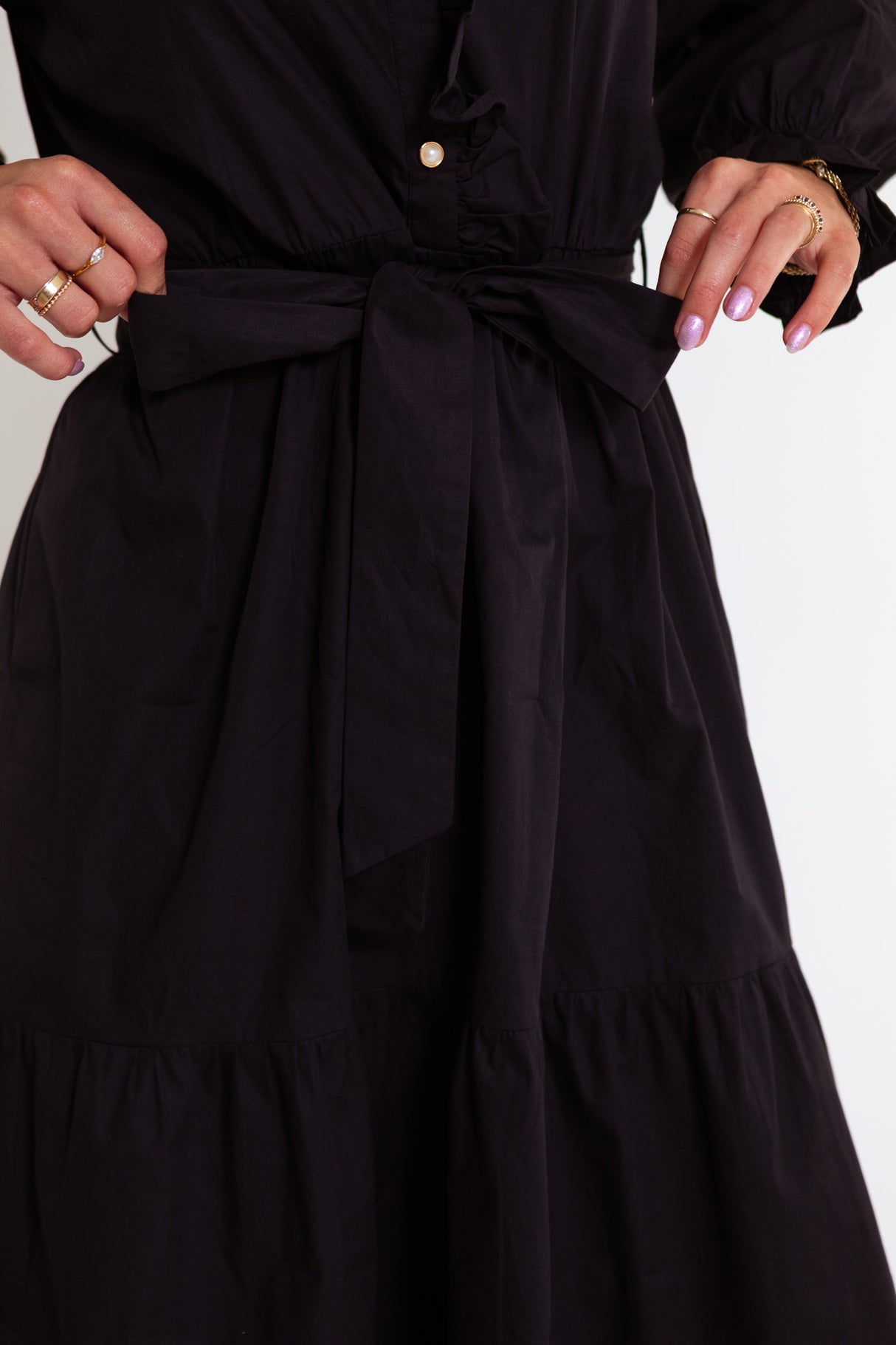 Victoria Pearl Button Midi Dress