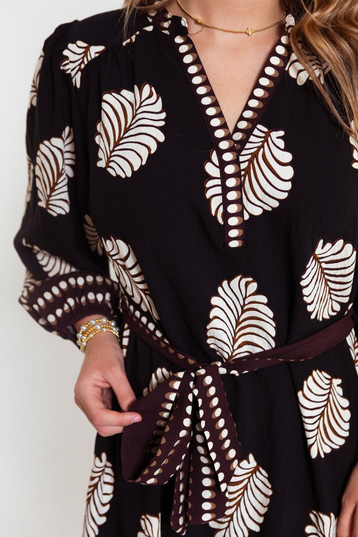 The Fallon Leaf Print Midi Dress