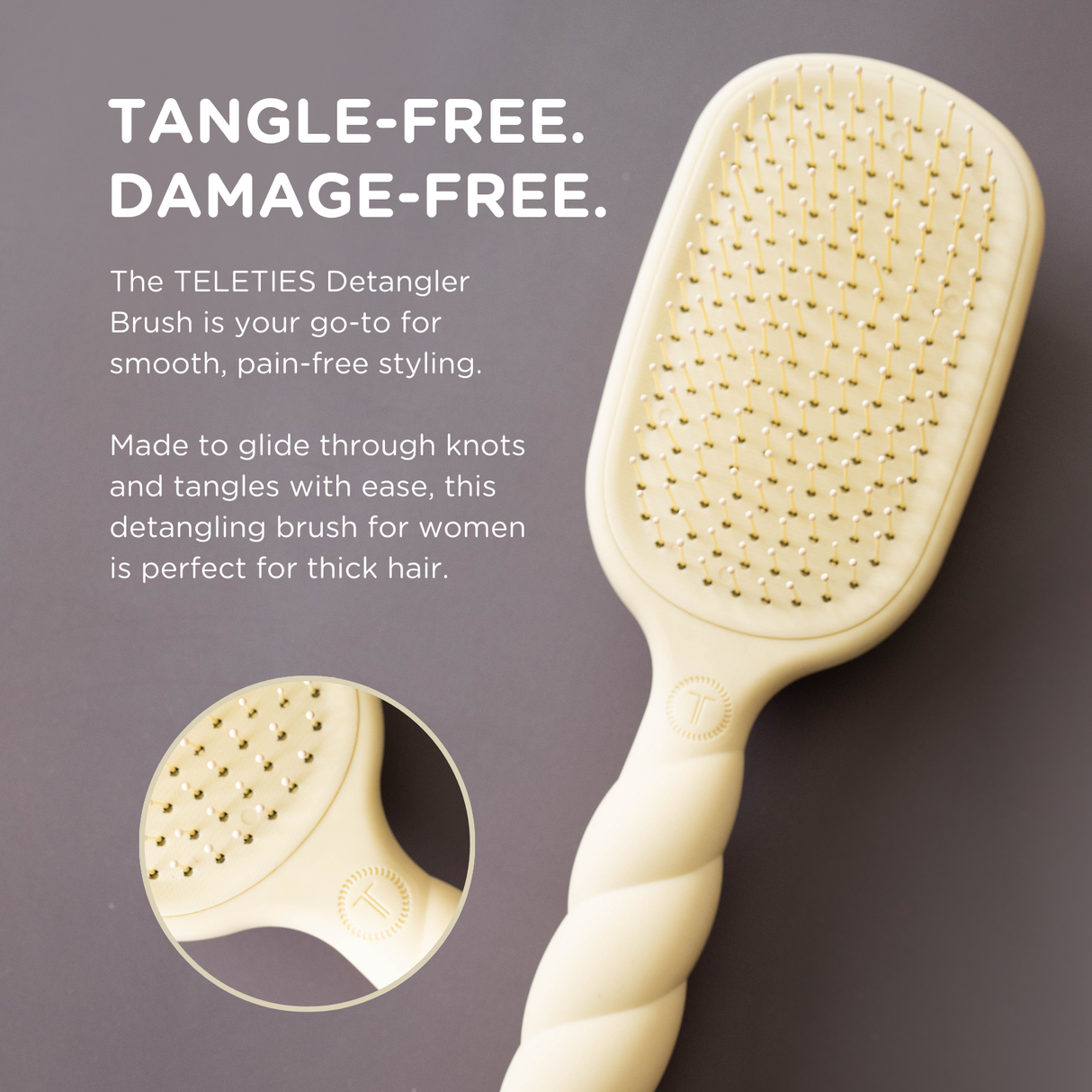 Teleties | Detangler Hair Brush for Thick Hair - Tan