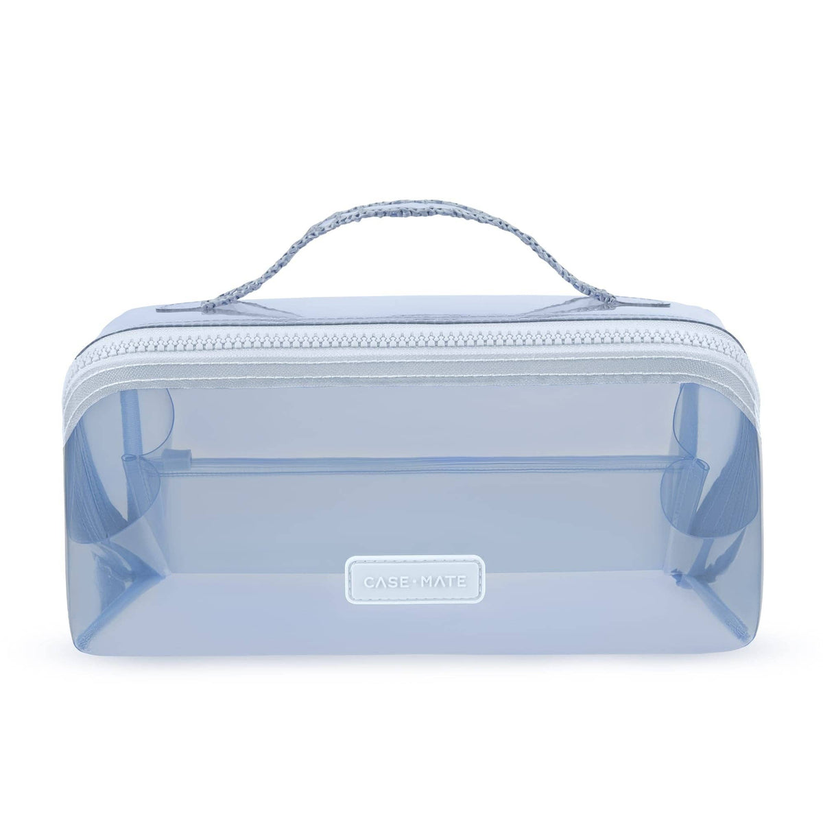 Case-Mate | Jelly Cosmetic Bag – Waterproof Lay-Flat Makeup Bag - Carolina Blue Crochet Wave