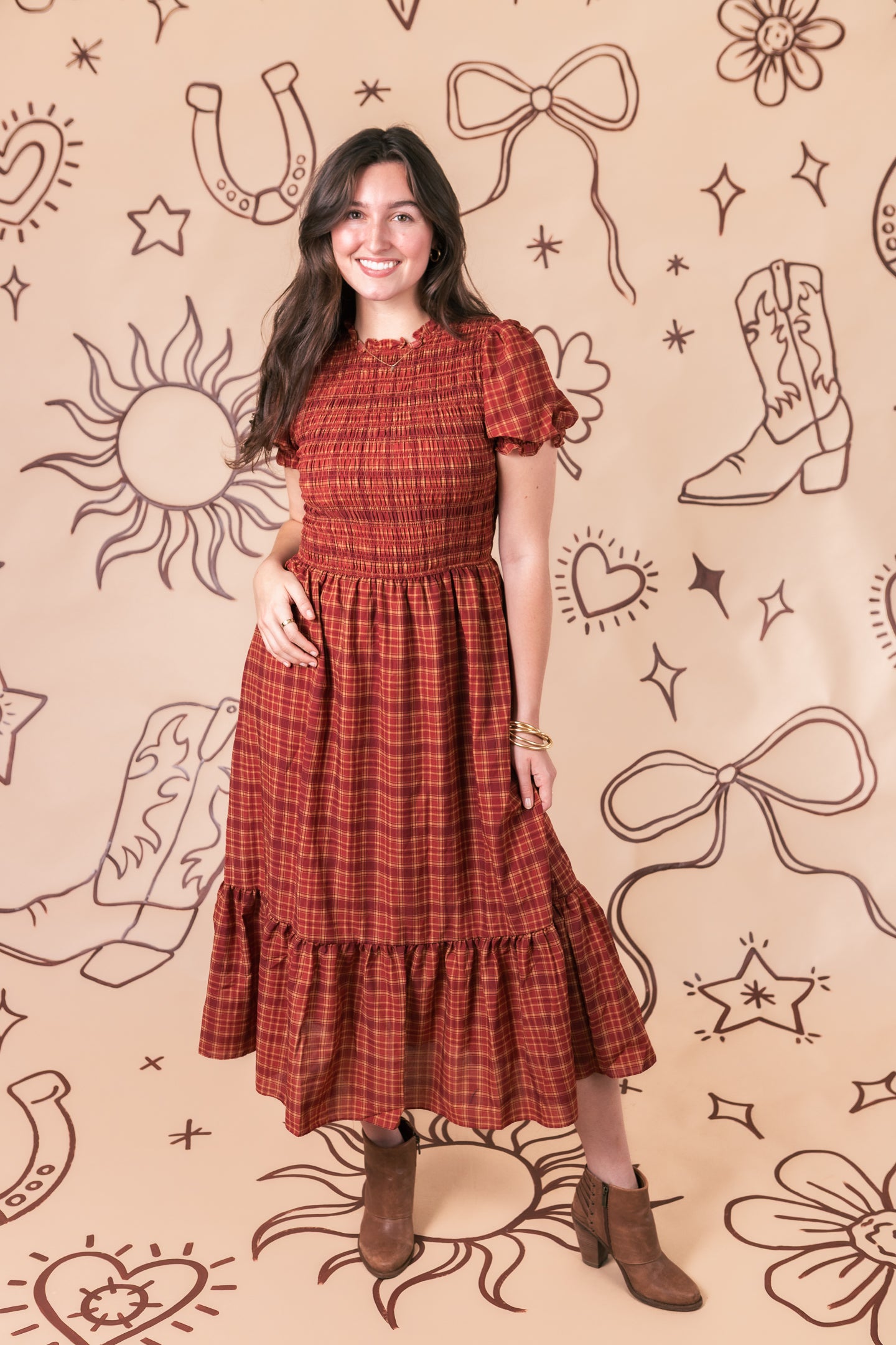 The Plaid and Poise Midi Dress