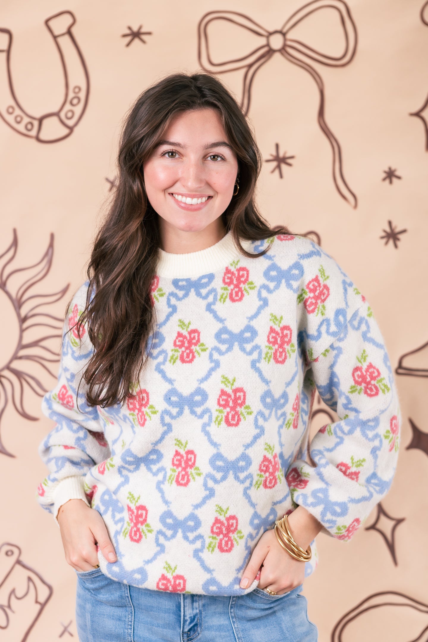 The Anna Floral Bow Sweater