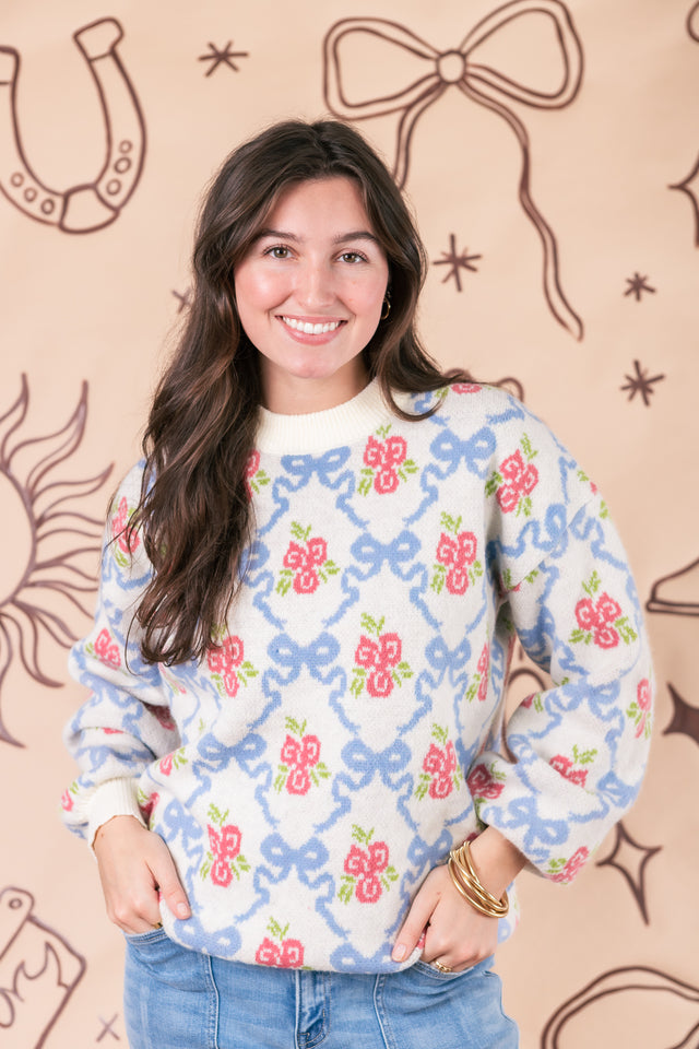 The Anna Floral Bow Sweater