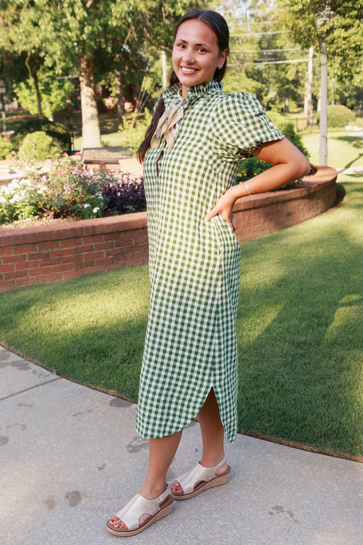 Camellia Check Midi Dress