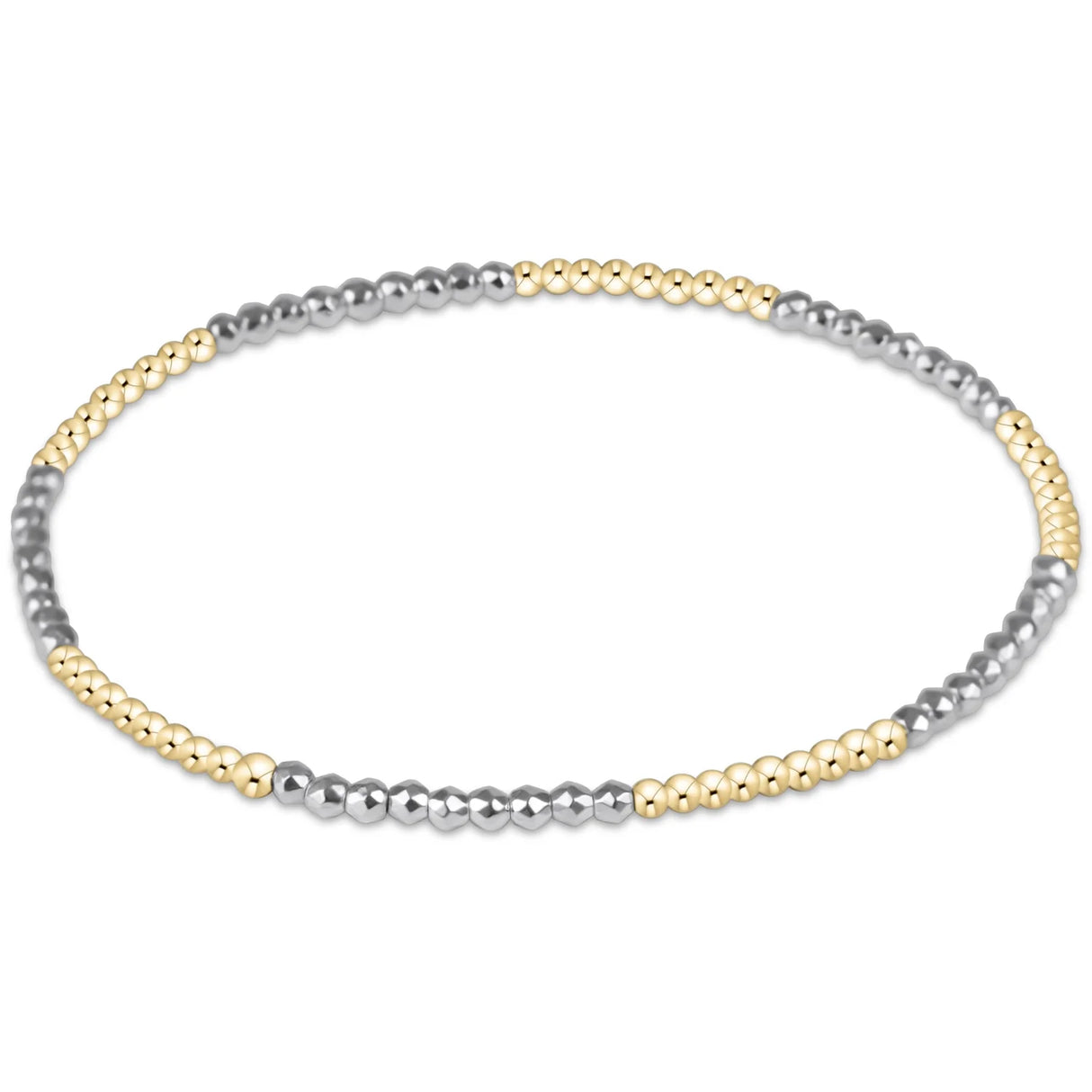 Enewton | Blissful Pattern 2mm Bead Bracelet - Bright Silver Faceted Hematite