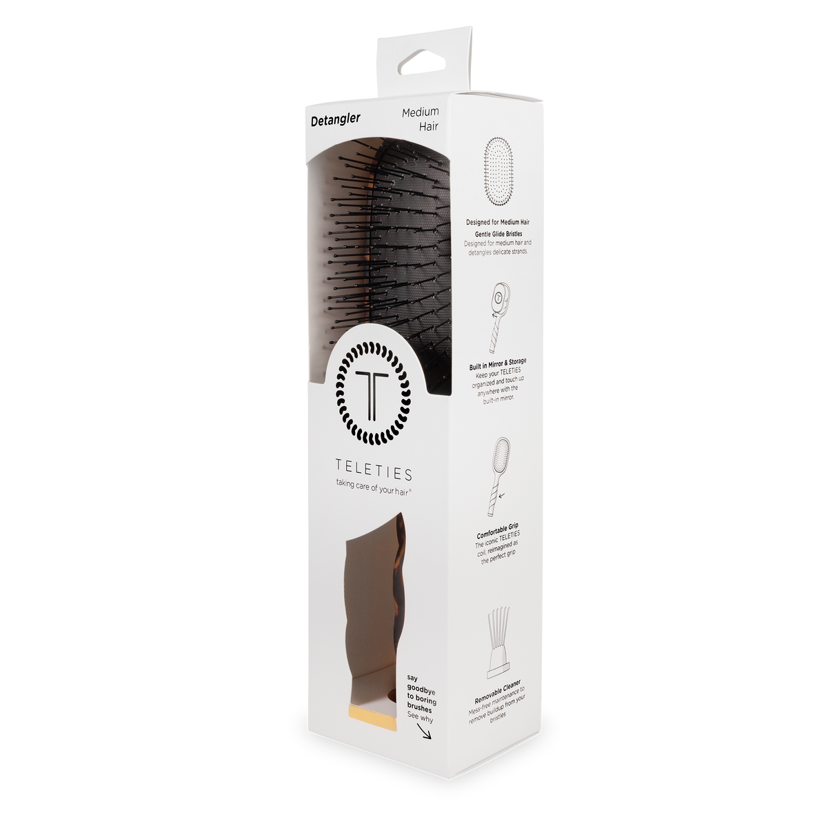Teleties | Detangler Hair Brush for Medium Hair - Tortoise