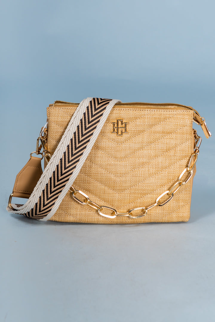 Caroline Hill Ariana Crossbody Natural V Quilted
