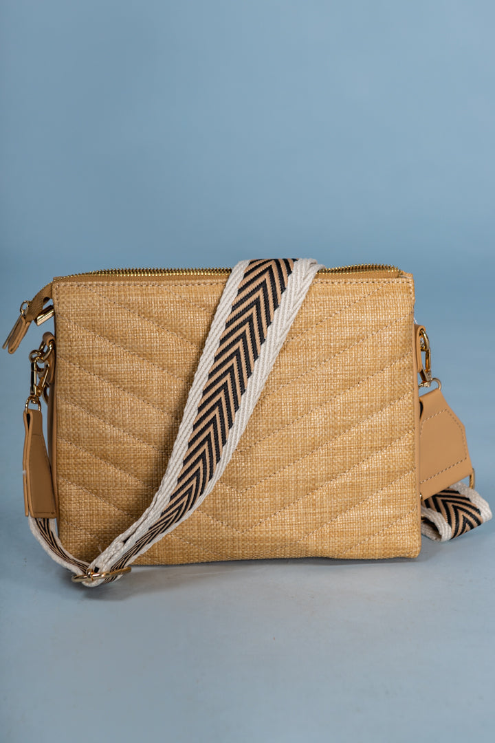 Caroline Hill | Ariana Crossbody - Natural V Quilted