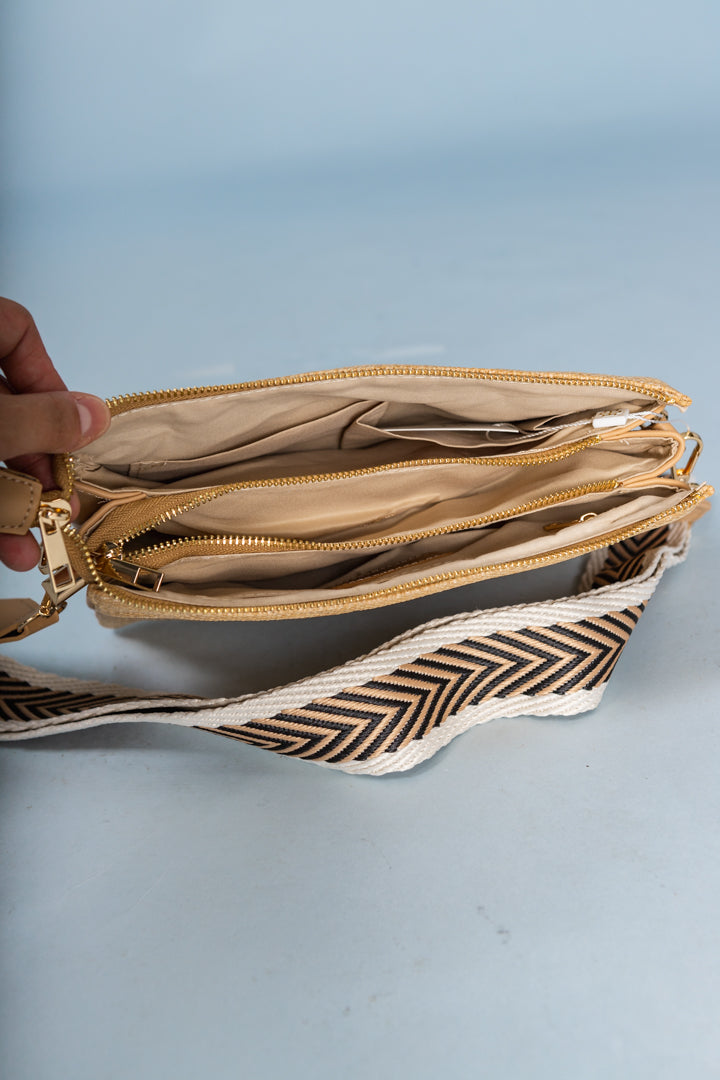 Caroline Hill | Ariana Crossbody - Natural V Quilted
