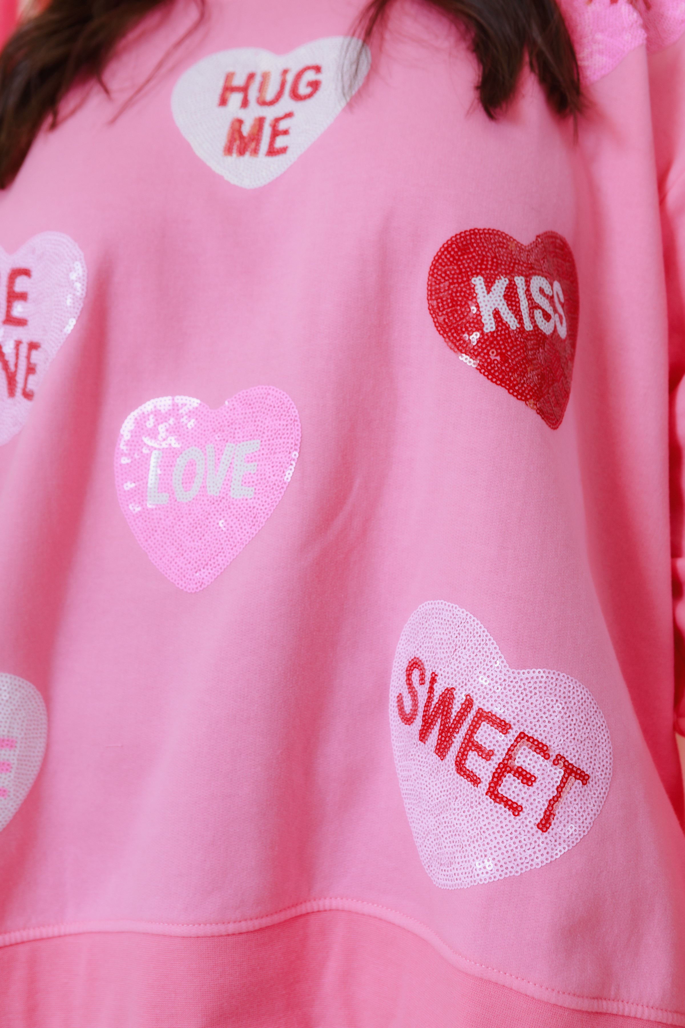 Mudpie | Pink Valentine's Sparkle Sweatshirt