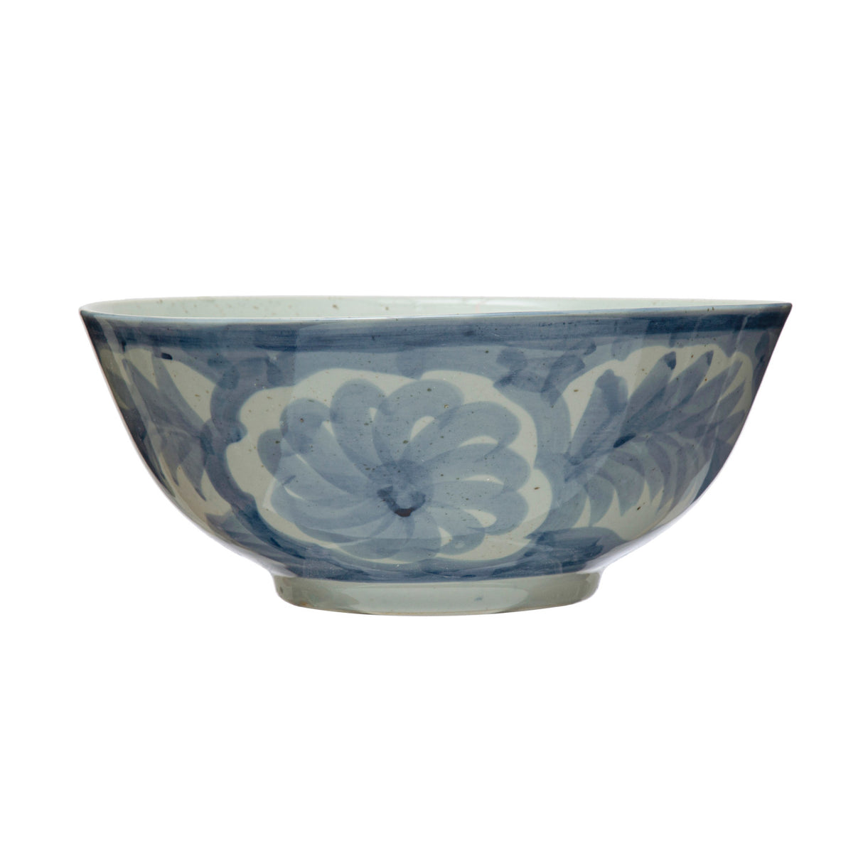 Creative Co-Op | Hand-Painted Stoneware Bowl w/ Design, Blue & White