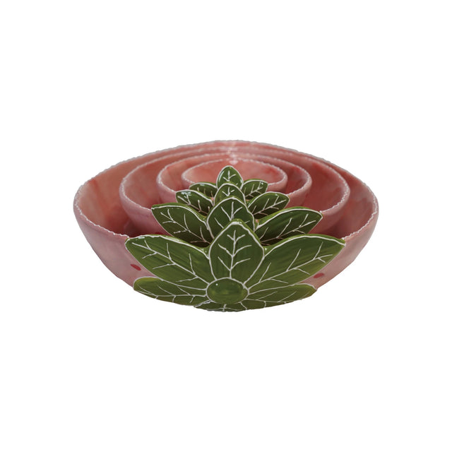 Hand-Painted Stoneware Strawberry Shaped Nesting Bowls, Set of 4