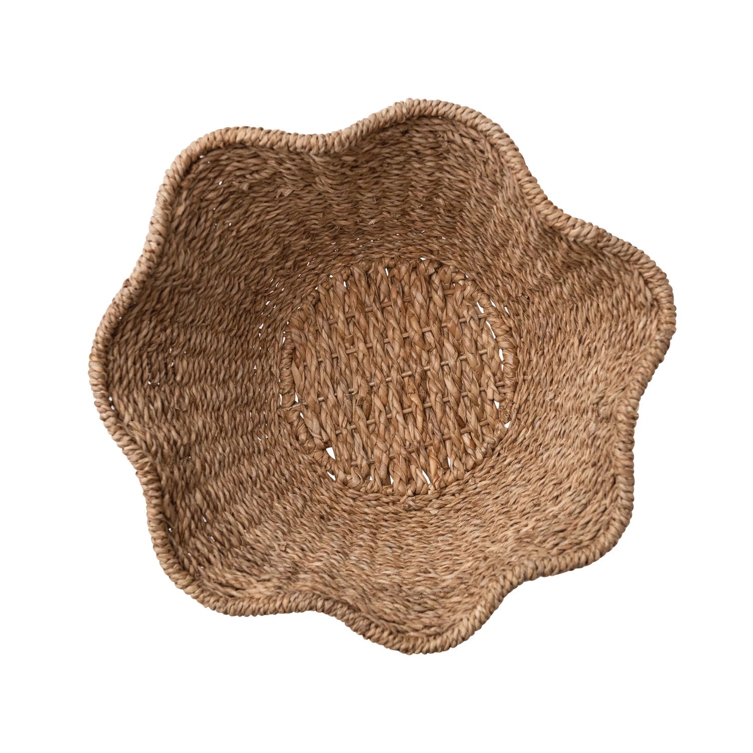 Decorative Woven Bankuan & Rattan Ruffled Bowl, Natural