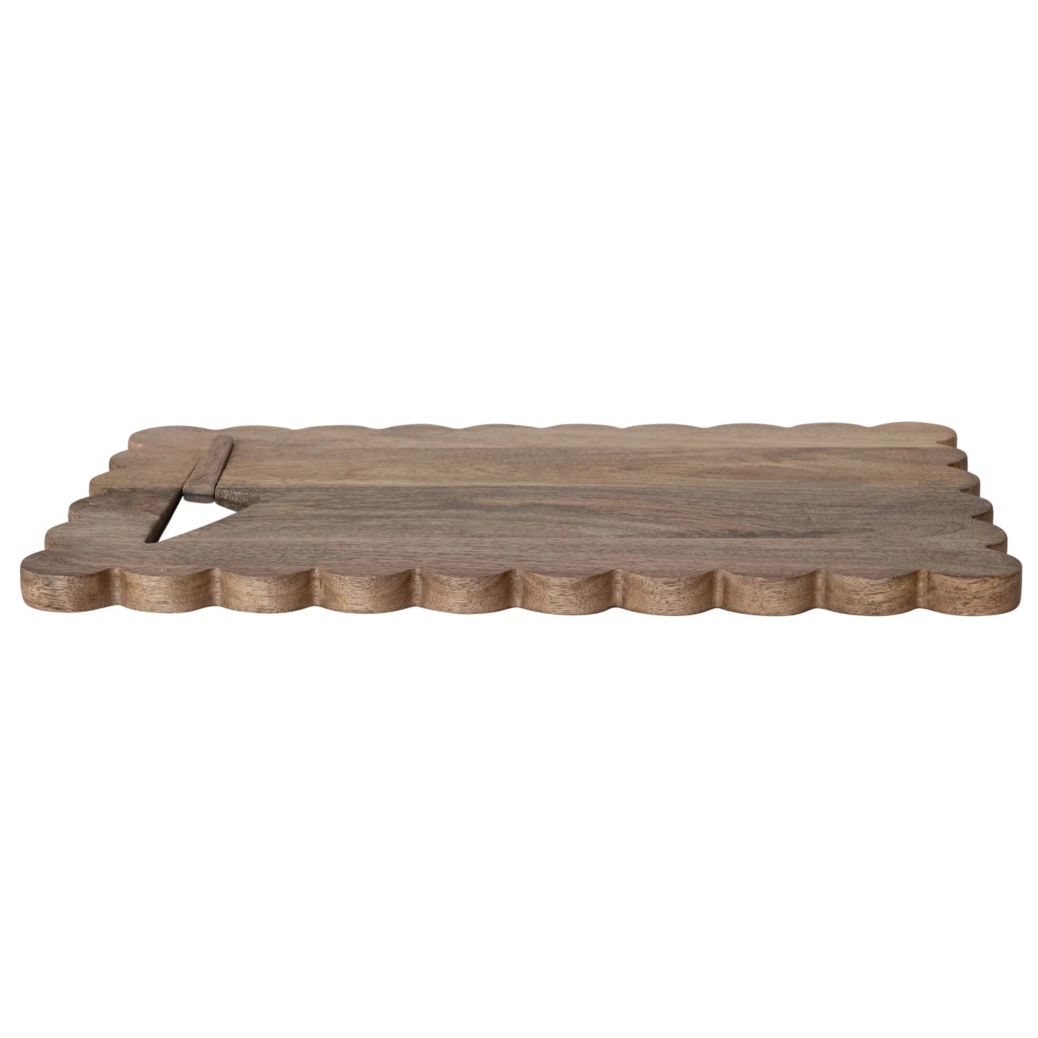 Mango Wood Scalloped Cheese/Serving Board w/ Stainless Steel Cheese Knife