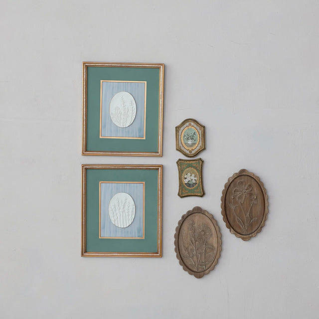 Creative Co-Op | Embossed Resin Botanicals with Gold Finish