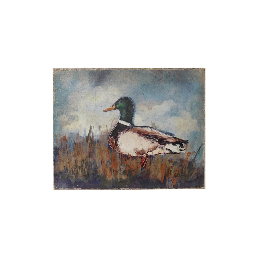 Canvas Wall Décor w/ Duck Image, Distressed Finish ©