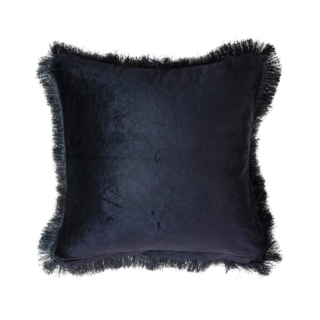 Cotton Velvet Printed Pillow w/ Leopard Print & Fringe