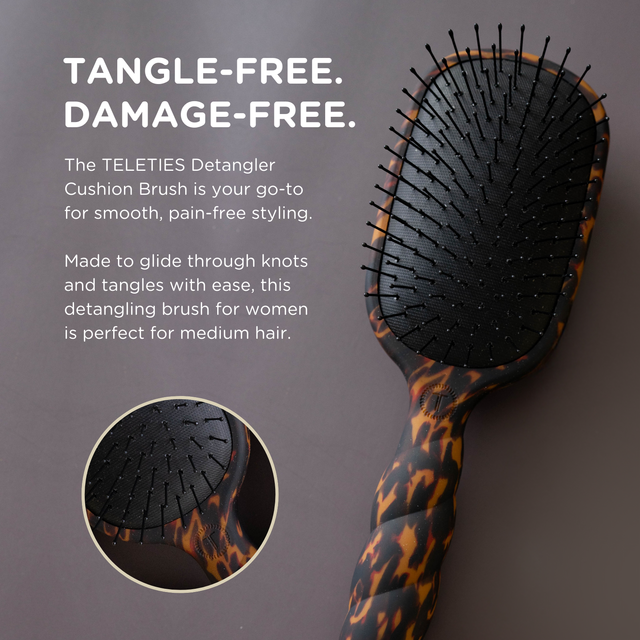 Teleties | Detangler Hair Brush for Medium Hair - Tortoise