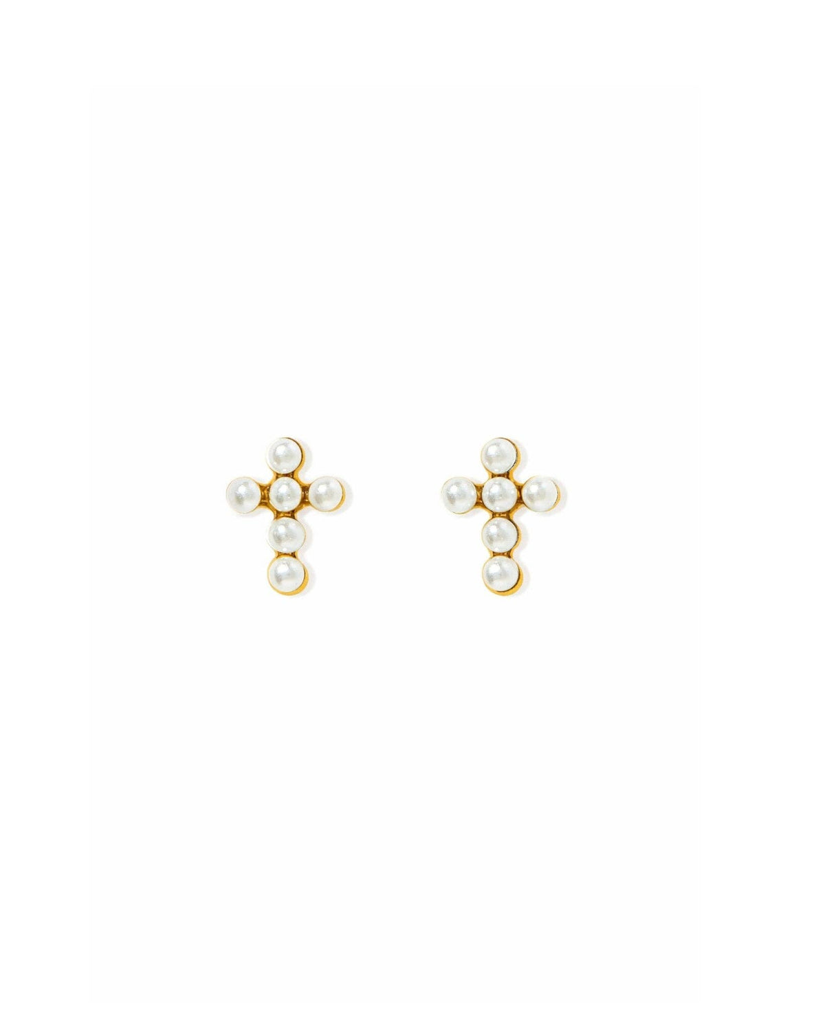 LINNY CO | Screwback Stud Earrings - Clara Cross Pearl