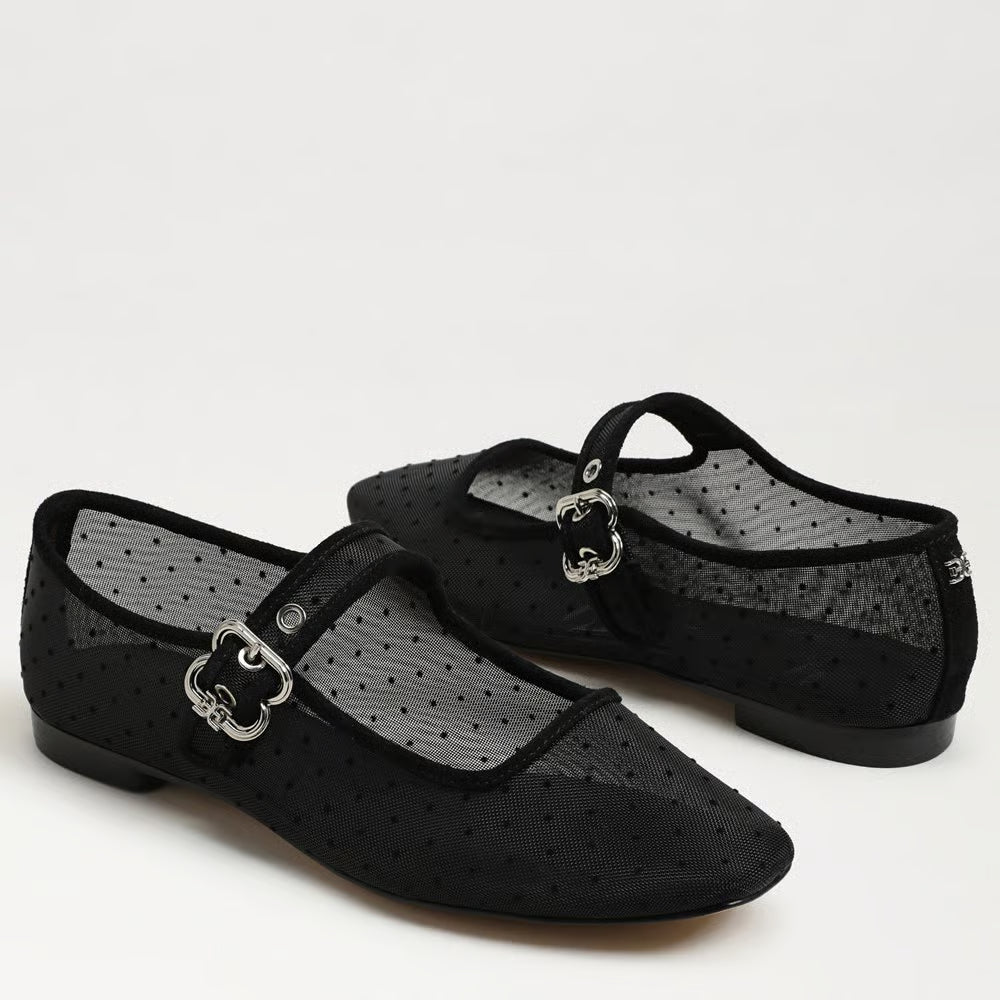 Sam Edelman | Michaela Mesh Mary Jane Flat in Black Dot