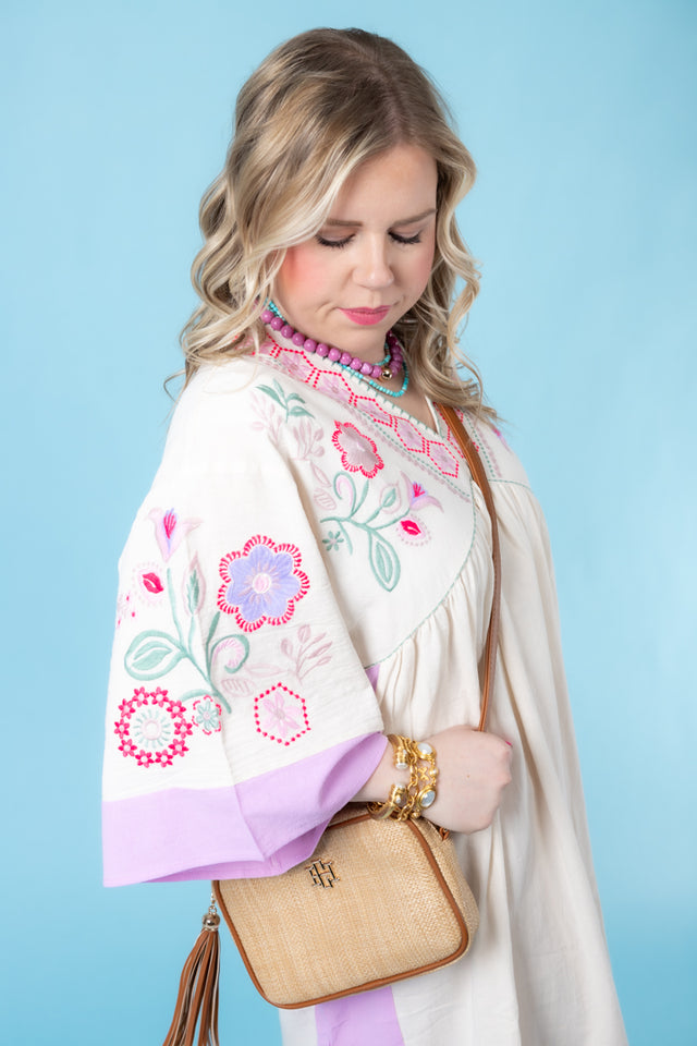 Embroidered Linen Maxi Woven Dress