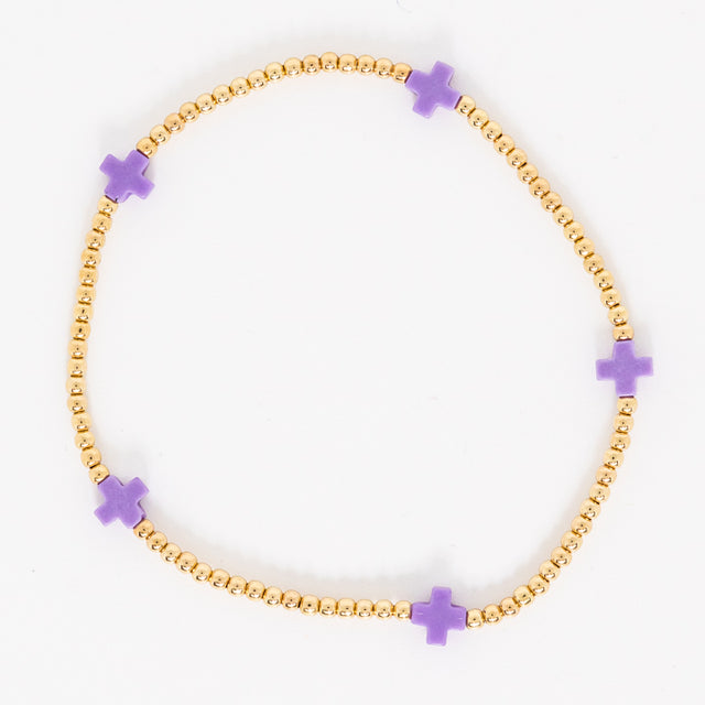 Enewton | Signature Cross Small Gold Pattern 2mm Bead Bracelet