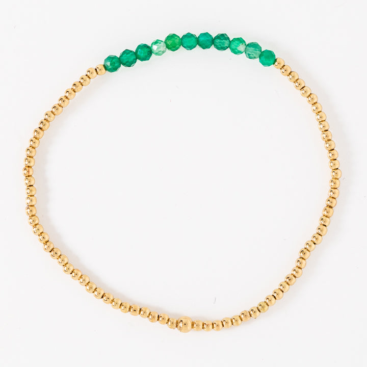 Enewton | Gold Bliss 2mm Bead Bracelet - Green Onyx