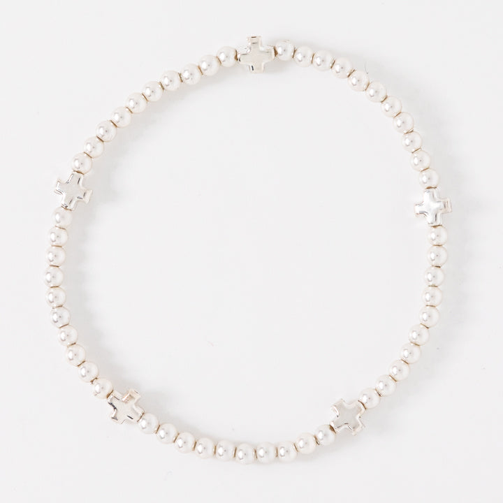Enewton | Signature Cross Small Pearl Pattern 3mm Bead Bracelet - Sterling