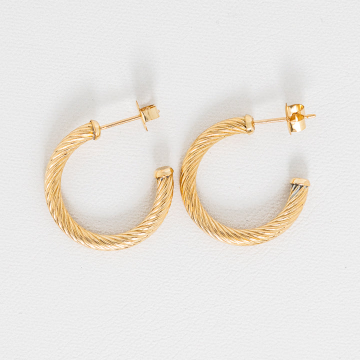 Enewton | Round Gold 1.125" Post Hoop - 4mm- Textured Twist