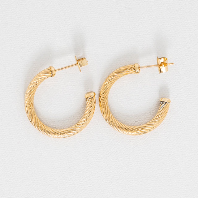 Enewton | Round Gold 1.125" Post Hoop - 4mm- Textured Twist