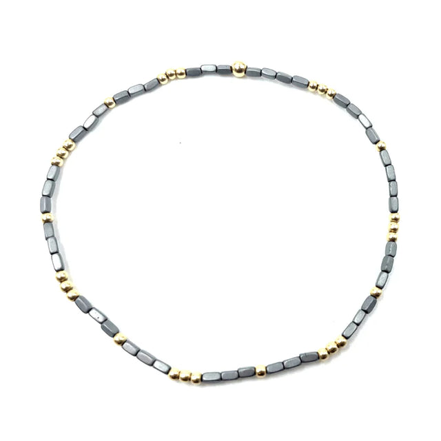Erin Gray | 2MM Harbor Gray And Gold Filled Bead Bracelet